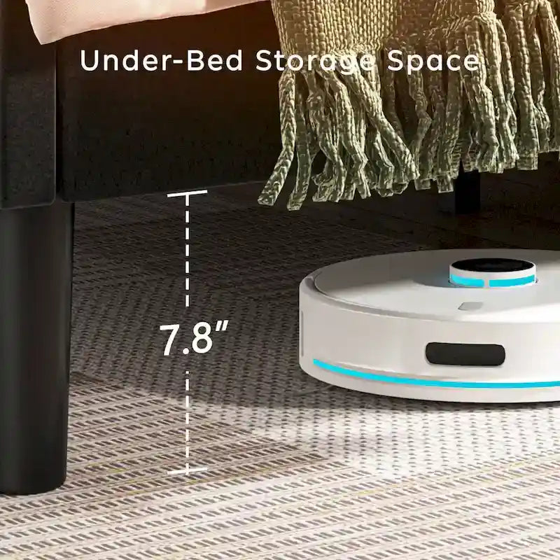 Letto a piattaforma imbottito con testiera imbottita - Queen Size, nero, struttura in metallo