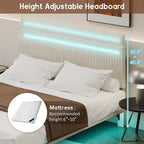 Telaio letto sospeso con luci LED, matrimoniale, beige