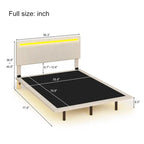 Telaio letto sospeso con luci LED, matrimoniale, beige