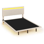 Telaio letto sospeso con luci LED, matrimoniale, beige
