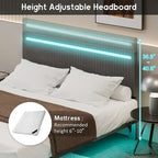 Telaio letto sospeso con luci LED, matrimoniale, beige