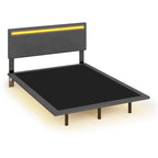 Telaio letto sospeso con luci LED, matrimoniale, beige