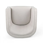 Poltrona girevole di design a barilotto rotondo, tessuto beige grano