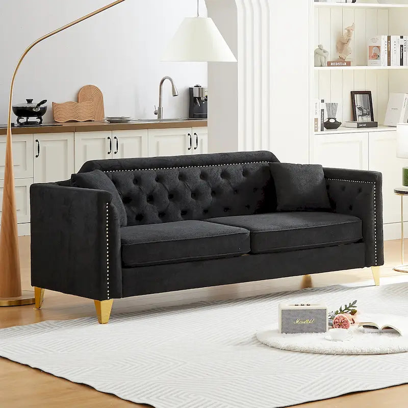 Divano in stile Mid-Century con tessuto ciniglia