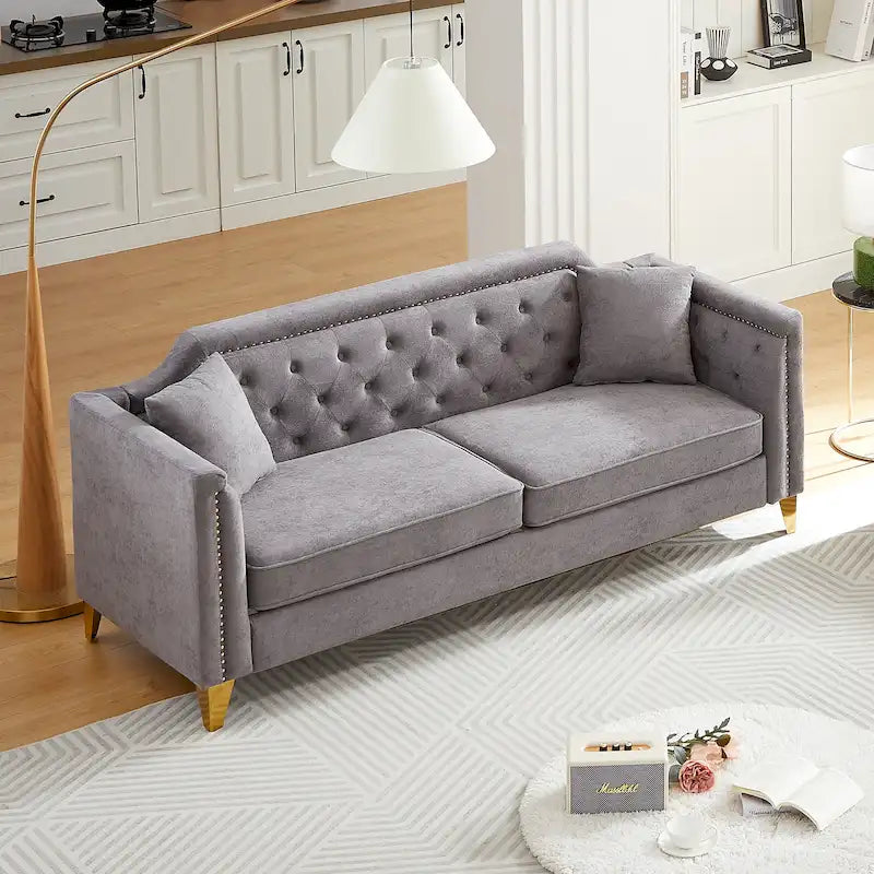 Divano in stile Mid-Century con tessuto ciniglia