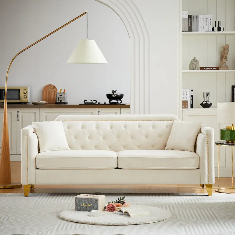 Divano in stile Mid-Century con tessuto ciniglia