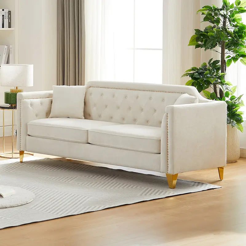 Divano in stile Mid-Century con tessuto ciniglia
