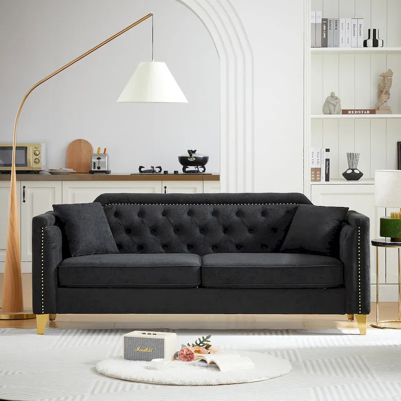 Divano in stile Mid-Century con tessuto ciniglia