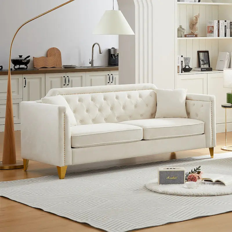 Divano in stile Mid-Century con tessuto ciniglia