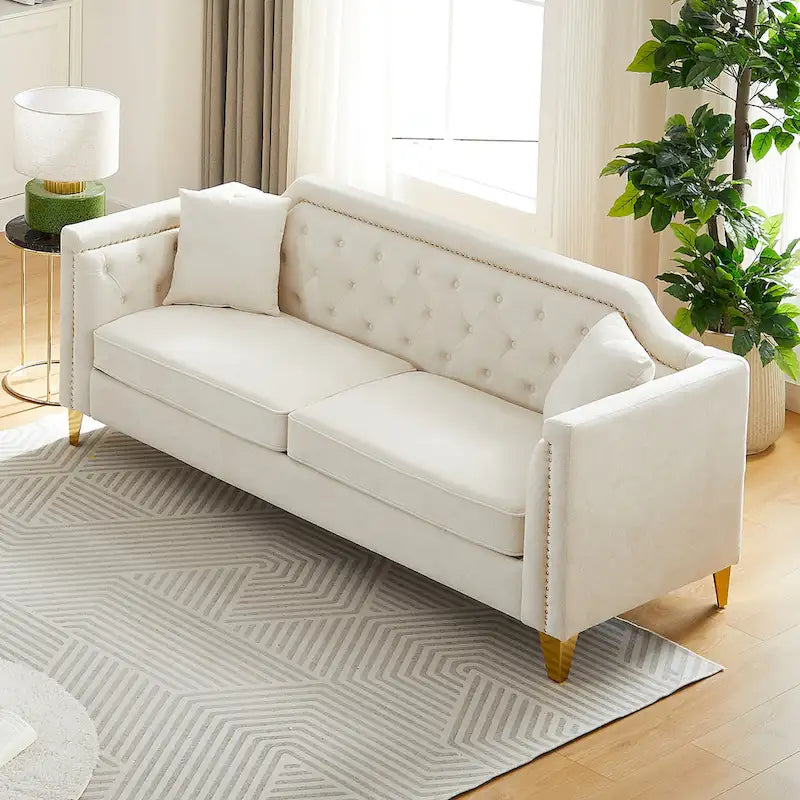 Divano in stile Mid-Century con tessuto ciniglia