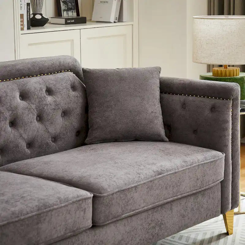 Divano in stile Mid-Century con tessuto ciniglia