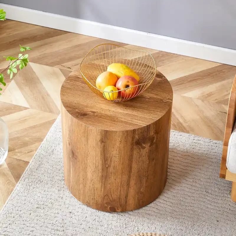Tavolino rotondo da 39,8 cm con piano fantasia e base cilindrica