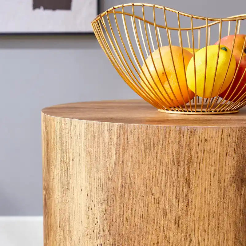 Tavolino rotondo da 39,8 cm con piano fantasia e base cilindrica