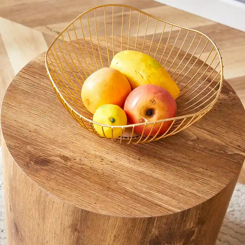 Tavolino rotondo da 39,8 cm con piano fantasia e base cilindrica