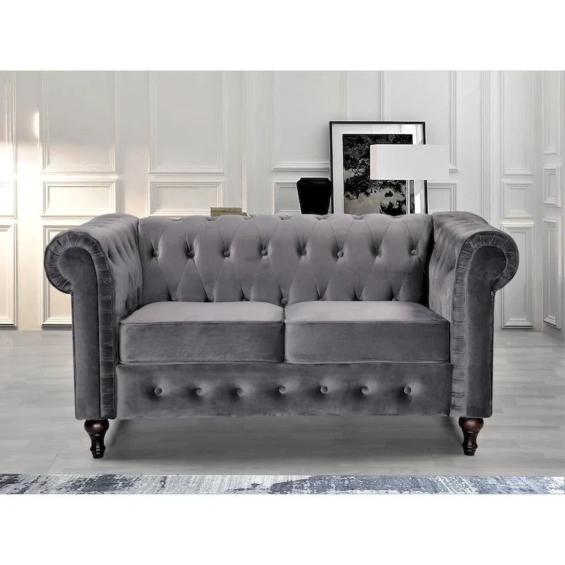 Divanetto Chesterfield classico rivestito in velluto