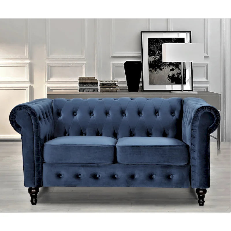 Divanetto Chesterfield classico rivestito in velluto