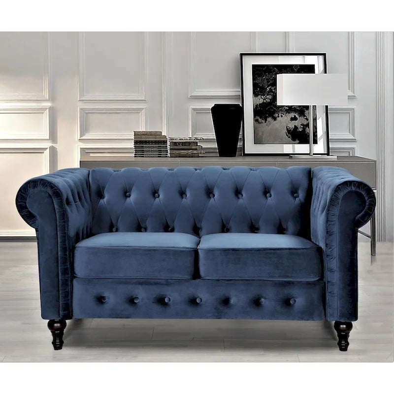Divanetto Chesterfield classico rivestito in velluto