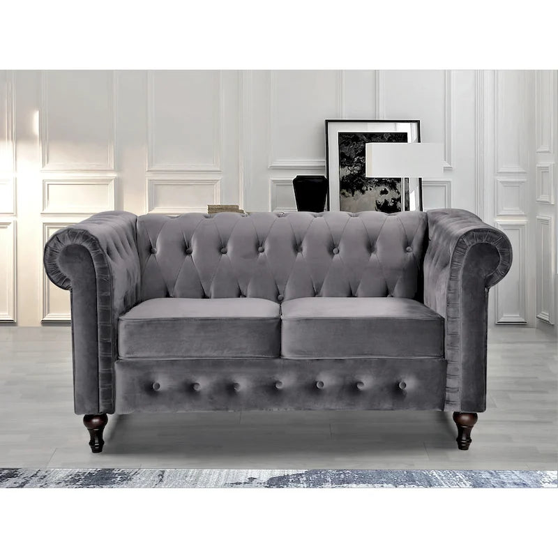 Divanetto Chesterfield classico rivestito in velluto