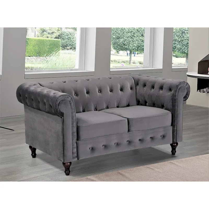 Divanetto Chesterfield classico rivestito in velluto