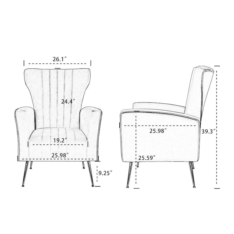Poltroncina a pozzetto con gambe in metallo