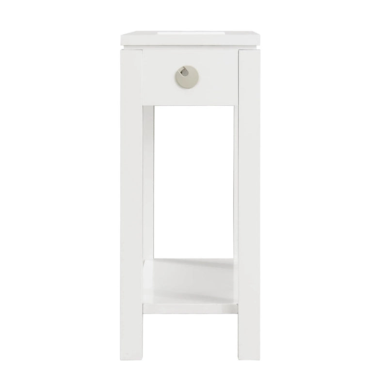 Tavolino stretto da divano con ricarica USB e cassetto portaoggetti