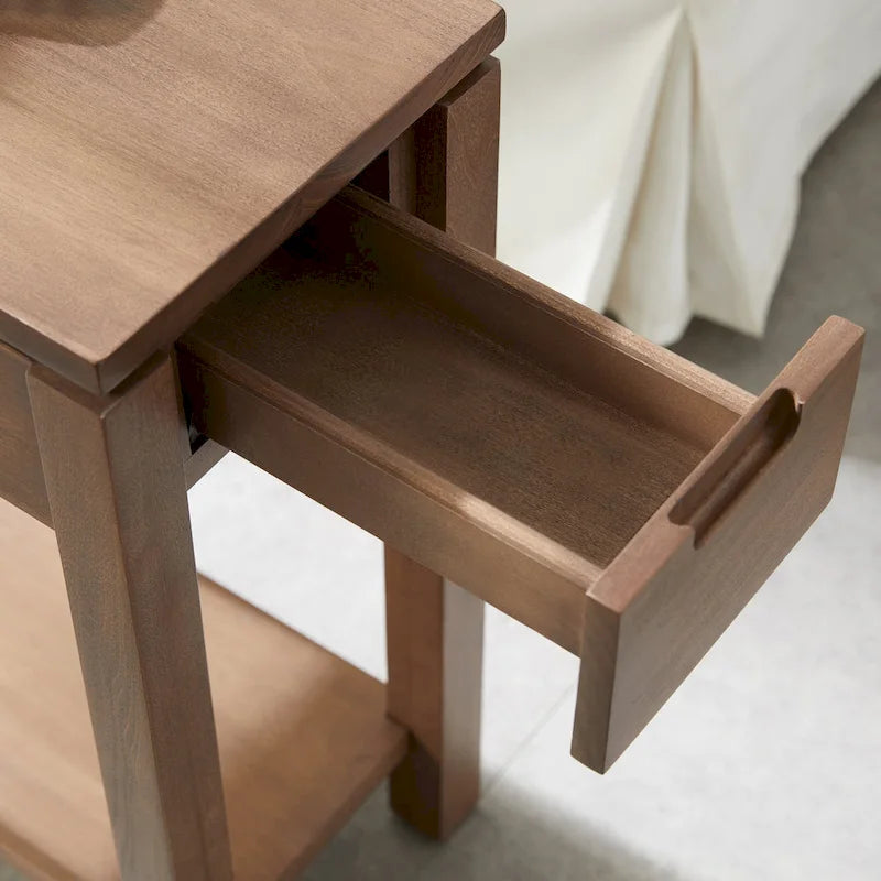 Tavolino stretto da divano con ricarica USB e cassetto portaoggetti