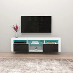 Mobile TV sospeso a parete da 63" con luci a LED
