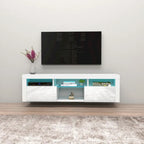 Mobile TV sospeso a parete da 63" con luci a LED