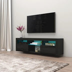 Mobile TV sospeso a parete da 63" con luci a LED