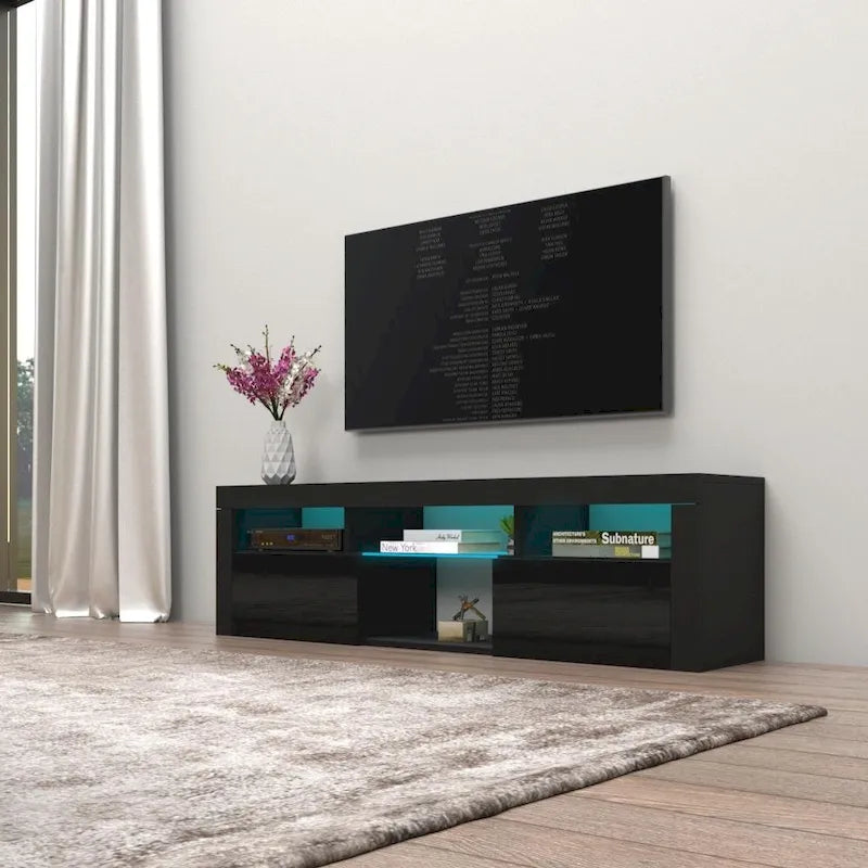 Mobile TV sospeso a parete da 63" con luci a LED