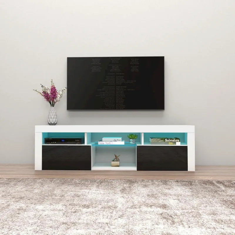 Mobile TV sospeso a parete da 63" con luci a LED