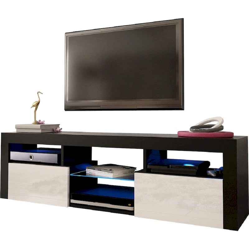 Mobile TV sospeso a parete da 63" con luci a LED