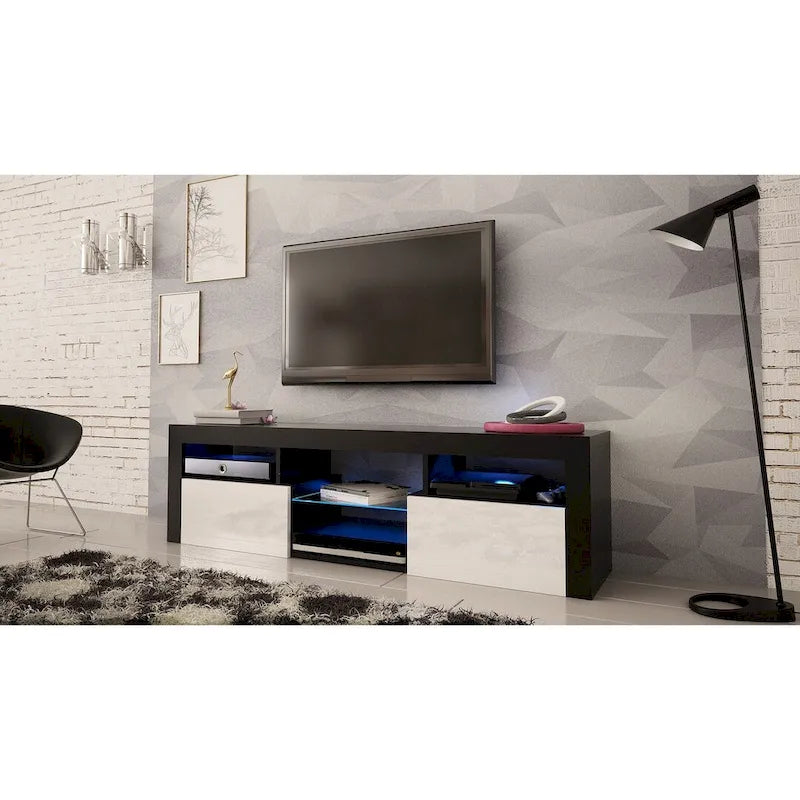 Mobile TV sospeso a parete da 63" con luci a LED