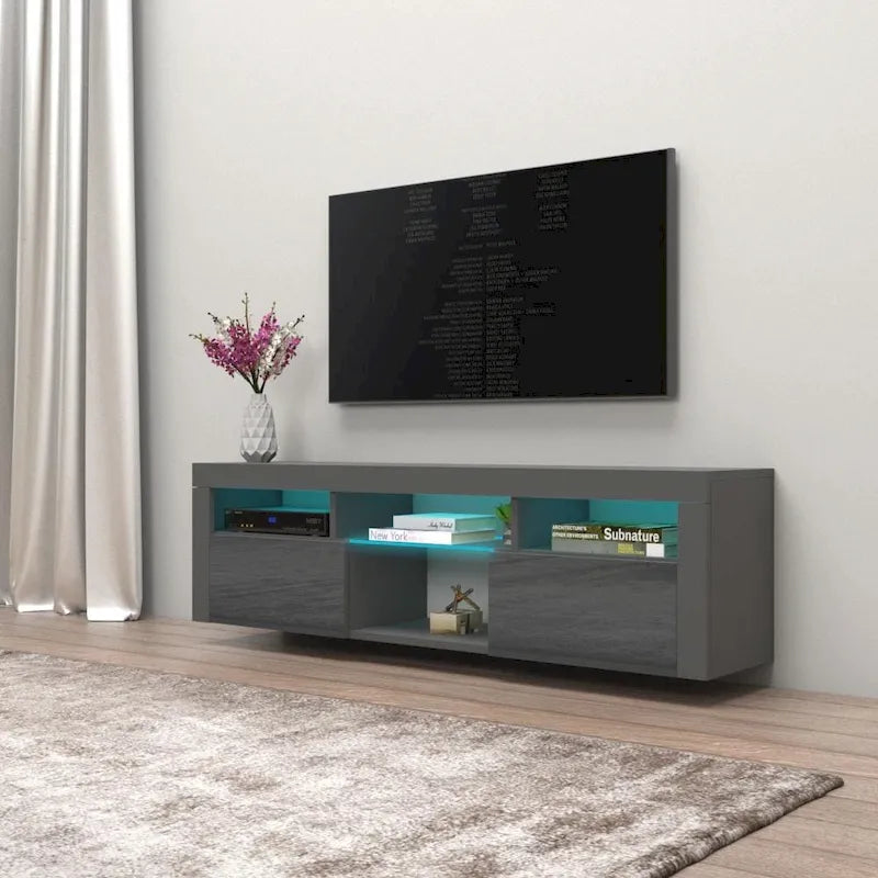 Mobile TV sospeso a parete da 63" con luci a LED
