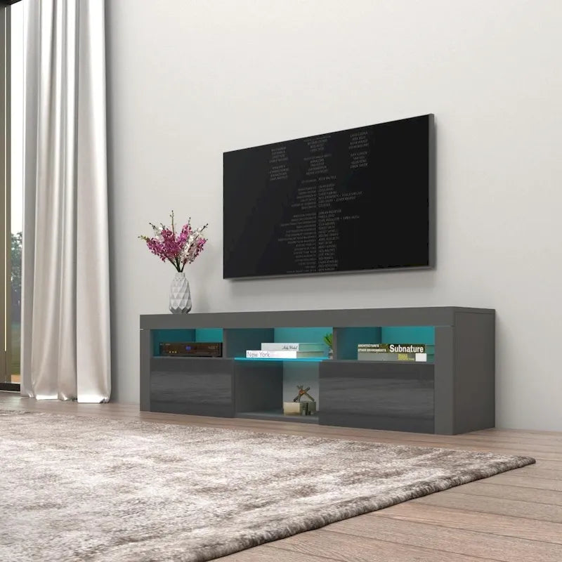 Mobile TV sospeso a parete da 63" con luci a LED