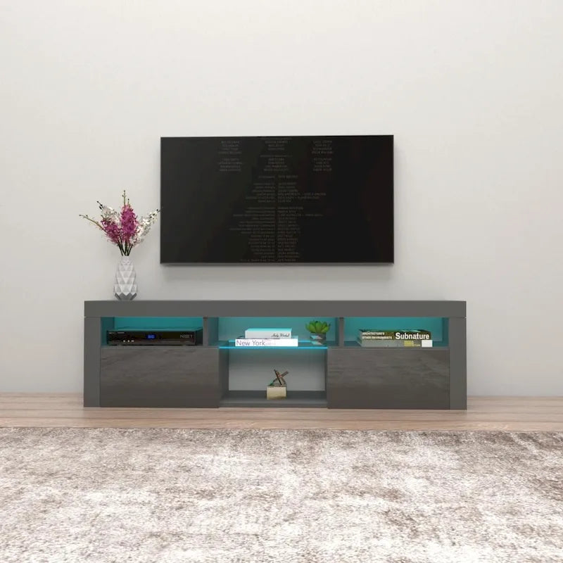 Mobile TV sospeso a parete da 63" con luci a LED