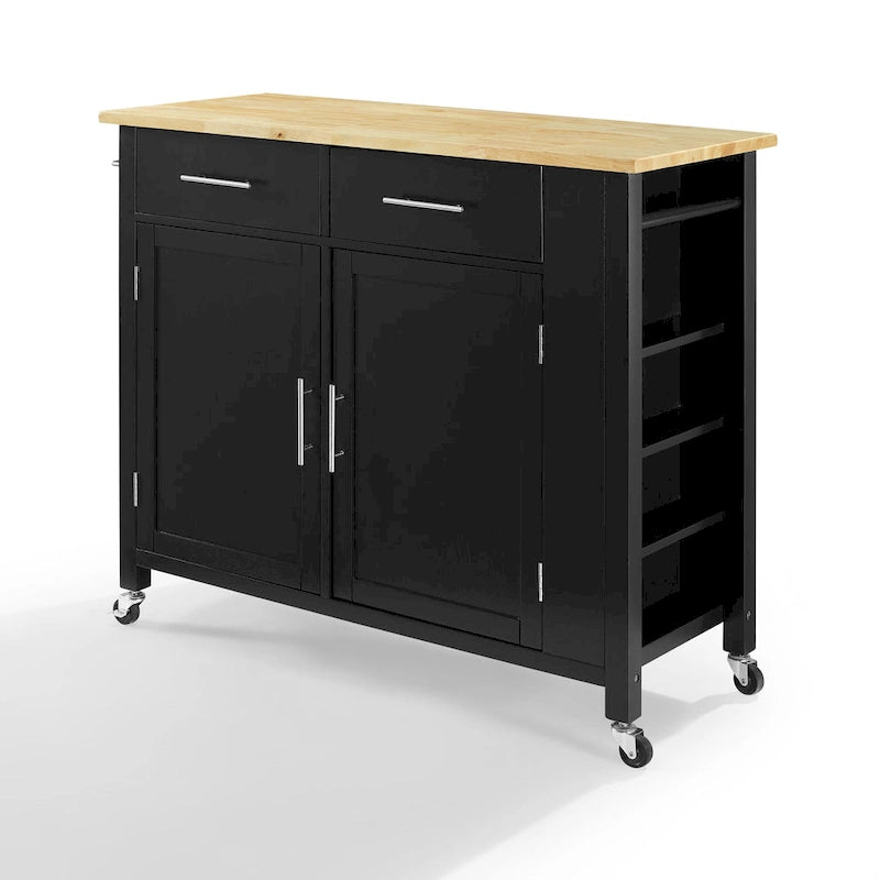 Carrello da cucina con isola, piano in legno e contenitore