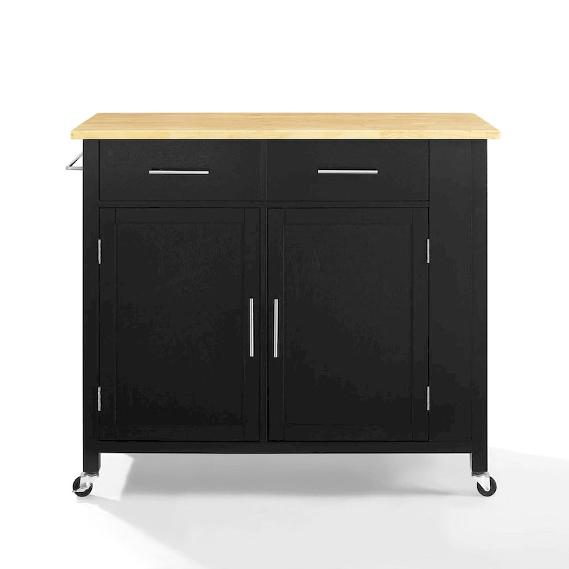 Carrello da cucina con isola, piano in legno e contenitore