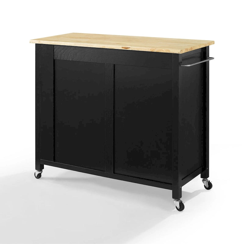 Carrello da cucina con isola, piano in legno e contenitore