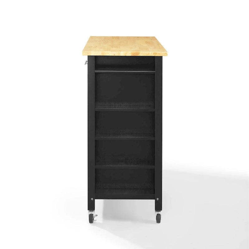 Carrello da cucina con isola, piano in legno e contenitore