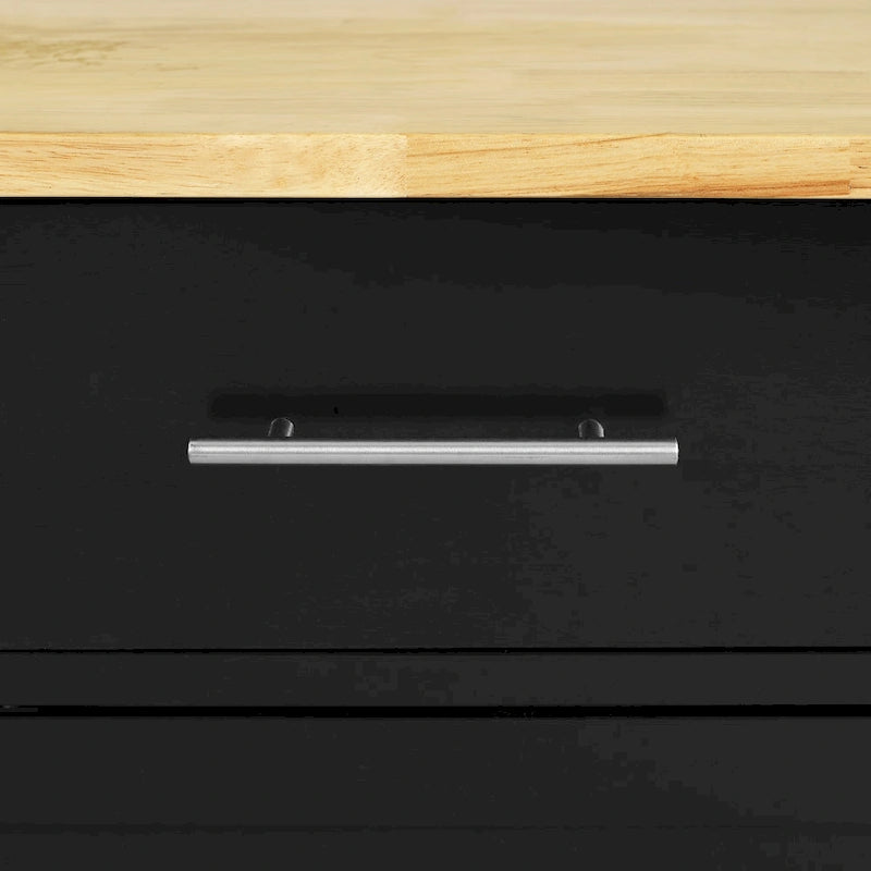 Carrello da cucina con isola, piano in legno e contenitore