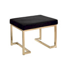 Pouf in tessuto nero con base in metallo color champagne e contenitore a scomparsa