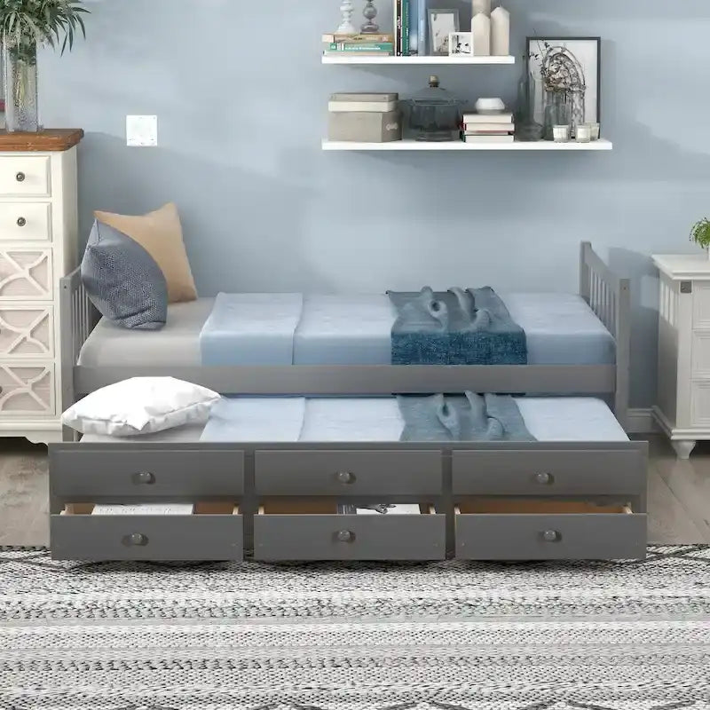 Divano letto con rotelle estraibili e 3 cassetti portaoggetti