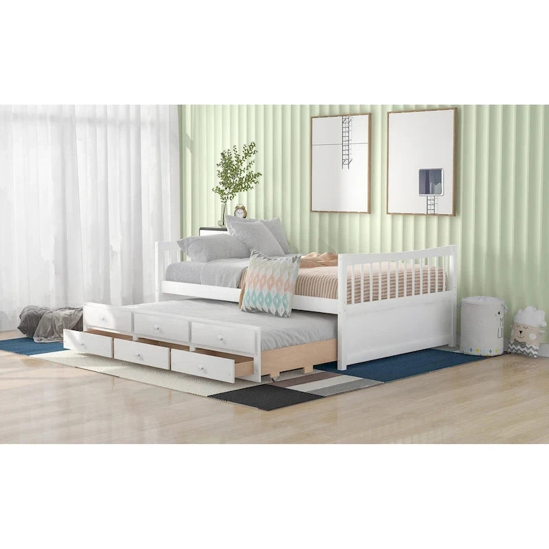 Divano letto con rotelle estraibili e 3 cassetti portaoggetti