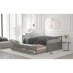 Divano letto con rotelle estraibili e 3 cassetti portaoggetti