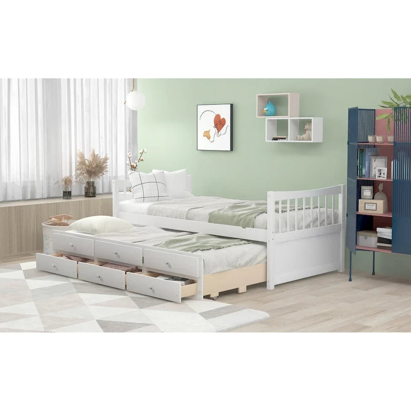 Divano letto con rotelle estraibili e 3 cassetti portaoggetti