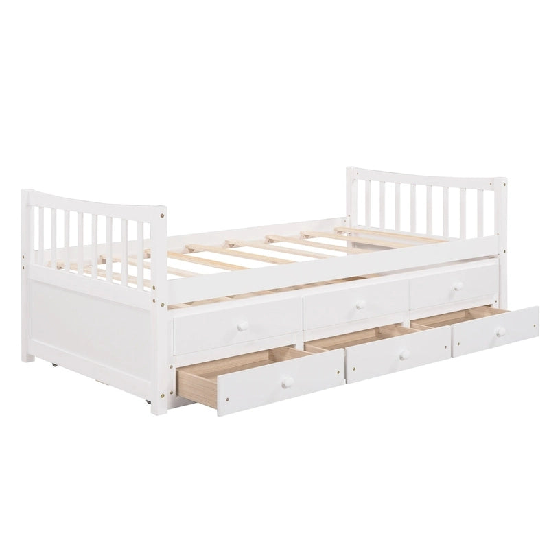 Divano letto con rotelle estraibili e 3 cassetti portaoggetti