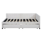 Letto a giorno imbottito matrimoniale con 2 cassetti portaoggetti – Lino Beige