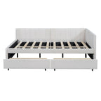 Letto a giorno imbottito matrimoniale con 2 cassetti portaoggetti – Lino Beige