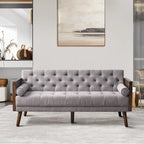 Divano in tessuto trapuntato Mid-Century Modern con gambe in legno